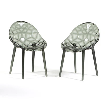 Set 2 Sedie Policarbonato Trasparente Design Soggiorno Pranzo Living Diamante - Immagine 1 di 4