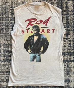 Maglietta Vintage 1984 Rod Stewart Camouflage Tour Concerto L Rock Band Tee Faces - Foto 1 di 10