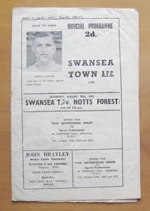 SWANSEA TOWN v NOTTINGHAM FOREST 1953/1954 *Fair/Good Cond Football Programme* - Picture 1 of 3