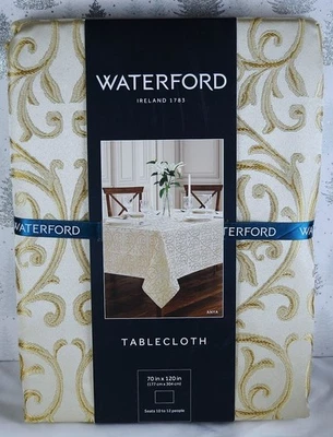 NEW Waterford  Anya Golden/CHAMPAGNE Oblong Tablecloth 70" x 120" Seats  10-12 - Image 1 of 2