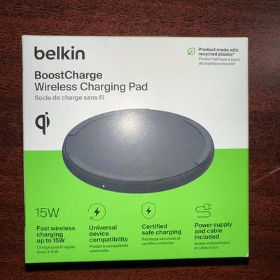 Belkin Boost Charge 15W Qi Wireless Universal Charging Pad - WIA012ttBK - NIB - Image 1 of 2