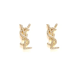 Saint Laurent Boucles oreilles Clous YSL Golden Metal Cassandre Earrings Studs - Imagen 1 de 4