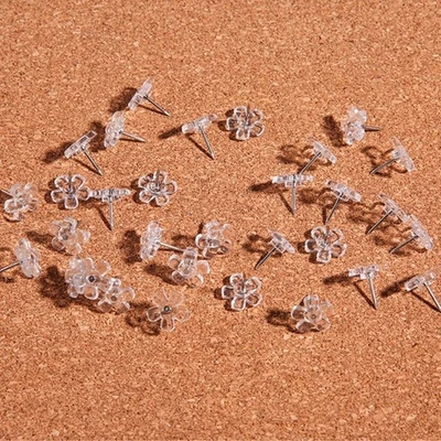 100Pcs Clear Flat Head Push Pin Flower Push Pins for Bulletin Board Cork Notice - Image 1 of 4