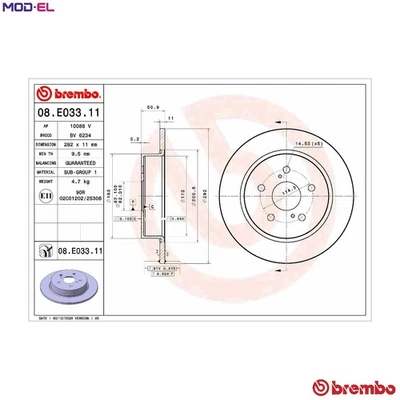 2x BRAKE DISC 08.E033.11 FOR TOYOTA M20A-FXS/3ZR-FAE 2.0L 2ZR-FXE 1.8L 4cyl C-HR - Image 1 of 4