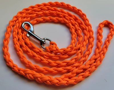 Correa trenzada para perro Paracord 6 pies (naranja brillante) MED o LG tren de plomo para perro Foto 1 de 4