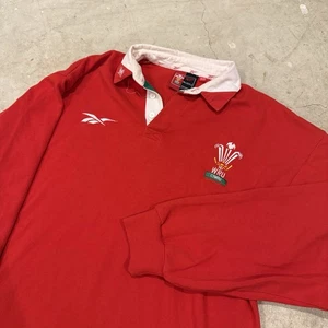 Vintage Wales Rugby Union Shirt Jersey Reebok Rare Long Sleeve L/XL - Picture 1 of 8