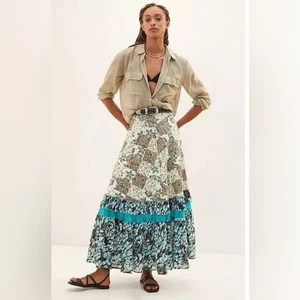 Anthropologie Raga Patchwork Boho Festival Cottagecore Maxi Skirt Size L - Picture 1 of 9