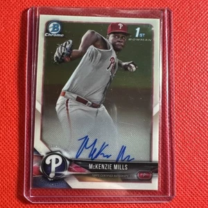 2018 Bowman Chrome Prospect McKenzie Mills VPA-MMI 1st Bowman Autograph Phillies - Picture 1 of 2