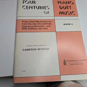 Four Centuries Piano Duet Music Book 4 Cameron McGraw Boston Music F2 - Picture 1 of 4