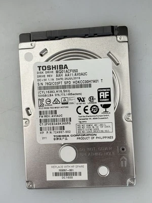 Toshiba Mobile Thin MQ01ACF050 500 GB 2.5 in 7.2K SATA III Hard Drive - Image 1 of 2