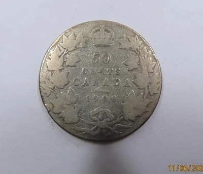 Canada King Edward VII Sterling Large Silver 50 Cents 1908 VERY SCARCE - Image 1 of 2