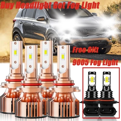 For Kia Sportage 2017-2022 6x LED Headlight Kit High Low Beam Fog Light Bulbs - Image 1 of 4