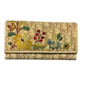 Christian Dior Monogram Vintage Flowers Flap Wallet Beige - Bild 1 von 20