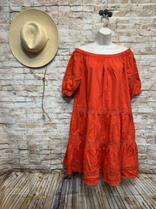 Kate Spade Broome Street Off Shoulder Tomato Red Ruffle Dress Size S - Picture 1 of 7