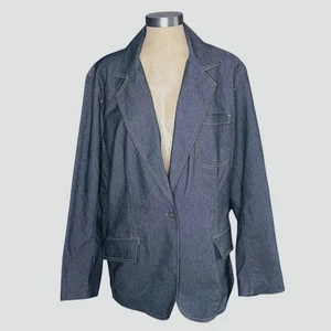Liz Claiborne Woman Denim Jacket Sz 2X Blue Pockets Stretch - Picture 1 of 10
