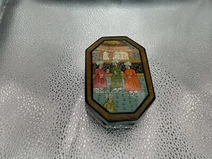 VTG Indo Persian Hand Painted Lacquer Paper Mache Octagonal Trinket Box - Picture 1 of 5