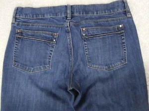 Pantalones de mezclilla WHBM Casa Blanca Mercado Negro Talla 8 Azul Oscuro Lavado Negro Estilo Estrás - Imagen 1 de 5