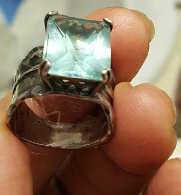 Silpada Sterling silver Retired Aqua  Blue Glass Stunning Artisan Cocktail R1608 - Image 1 of 4