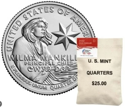 2022-D Wilma Mankiller American Woman Qtr 100 coin bag Direct from U.S. Mint - Image 1 of 2