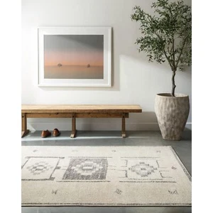 Becki Owens x Surya Solana Medallion Area Rug, 5'3" x 7', Taupe/Cream 5'3" x 7' - Picture 1 of 7