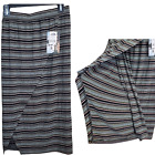 NEW Kavu Veda Striped Pencil Skirt Womens Size XS Wrap Midi Length Stretch Rayon