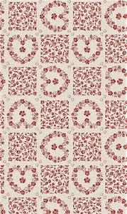 Vinyl Tablecloth Red Floral Hearts Wipe Clean Pvc Textile Backed Plastic (328) - Picture 1 of 1