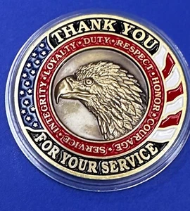 Thank You For Your Service Honoring All Who Served Collectors Challenge Coin  - Picture 1 of 12