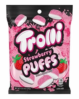 Caramelo gomoso Trolli Strawberry Puffs, bolsa de 4,25 onzas [paquete de 12] Foto 1 de 3