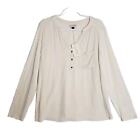 Universal Thread Women's Dual Cloth Long Sleeve Henley Ivory XL Shirt. NWT