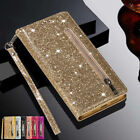 Leather Bling Zipper Card Wallet Phone Case For Samsung A32 A52 A12 A51 A42 A72