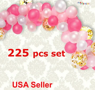 225: CONFETTI BALLOON PINK Arch Garland BIRTHDAY Girl BRIDAL BABY SHOWER UNICORN - Image 1 of 4