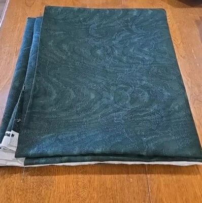 Panel de tela damasco verde bosque Stanley King Fabricut 49"x54" acabado teflón de colección Foto 1 de 4