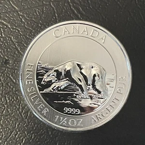 2013 1.5 Oz  Silver RCM Canadian Polar Bear - Picture 1 of 2