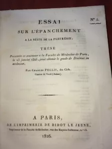 ÉPANCHEMENT À LA SUITE DE LA PLEURÉSIE . 1826 -MÉDECINE. - Imagen 1 de 2
