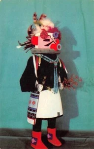 BAMBOLA KACHINA indiana Hopi "uomo di velluto" nativi americani anni '50 ca cartolina d'epoca - Foto 1 di 2