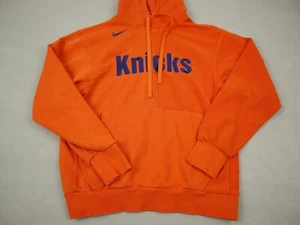 New York Knicks Hoodie Men Small Orange Nike Terry Hybrid Pullover Sweatshirt S - Picture 1 of 8