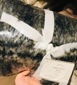 Pottery Barn Rabbit Faux Fur Pillow Cover 26 sq Euro Sham New - Picture 1 of 3