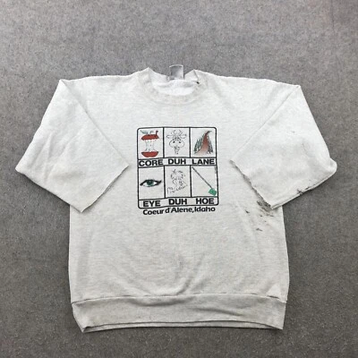 Sudadera vintage Oneita para mujer gris medio manga 1/2 Coeur d'Alene Idaho Foto 1 de 4