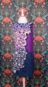 Peter Pilotto Purple Pink Floral Abstract Print Sheath Shift Dress 12 - Picture 1 of 6