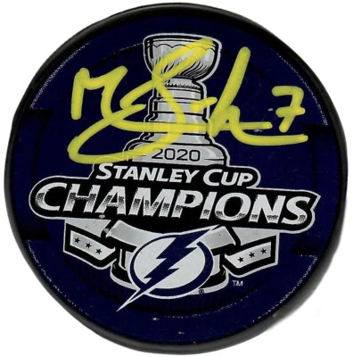 Mathieu Joseph autographed signed Stanley Cup puck Tampa Bay Lightning PSA COA - Image 1 of 3