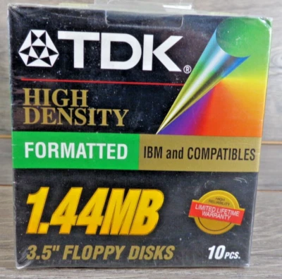 Caja De 10 Disquetes TDK Alta Densidad 1.44 MB 3.5" - IBM y Compatibles Nuevo En Paquete Foto 1 de 4