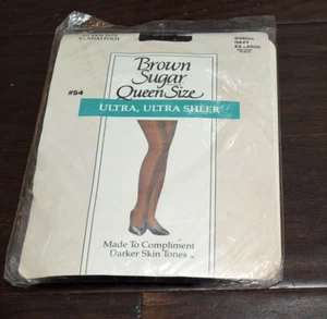 Brown Sugar Pantyhose Queen Size Sandalfoot B4402Q Navy EX Large #54 - Picture 1 of 4