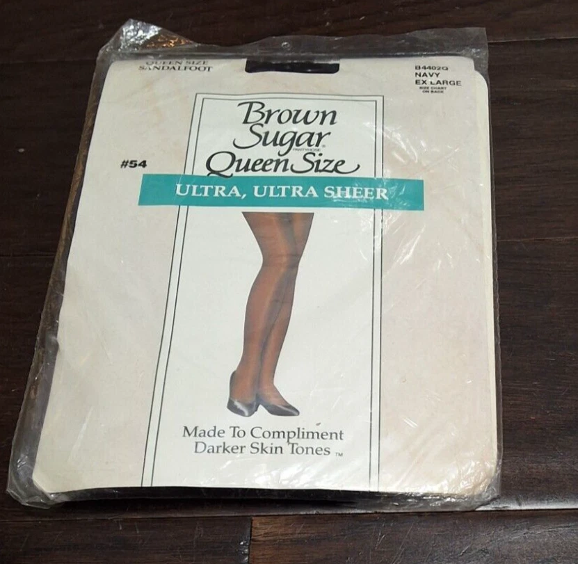 Brown Sugar Pantyhose Queen Size Sandalfoot B4402Q Navy EX Large #54 - Image 1 of 4