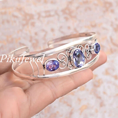 Bracciale con pietre preziose ametista sfaccettate in argento sterling 925... - Immagine 1 di 4