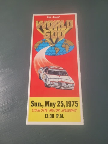 1975 Charlotte Motor Speedway World 600 Ticket Brochure Richard Petty Win Cover