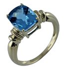 Birthday Gift For Her Swiss Blue Topaz Solitaire Ring Size 7 14K Yellow Gold