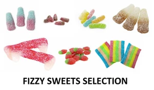 FIZZY Gummi Chewy Sour Sortiment traditionelle Retro Süßigkeiten Süßigkeiten Auswahl verschiedene Größen - Bild 1 von 9