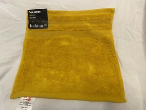 Habitat Spa Cotton Mustard Yellow Double Border Face Cloth Towel 30x30cm