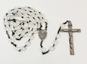 Vintage Sterlingsilber Rosenkranz mit facettierten Kristallperlen 21,5 Zoll - Bild 1 von 4