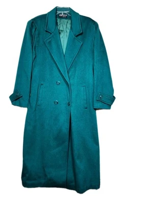VTG Jofeld Emerald Green Long Wool Blend Double Breasted Overcoat Womens L-XL - Image 1 of 4